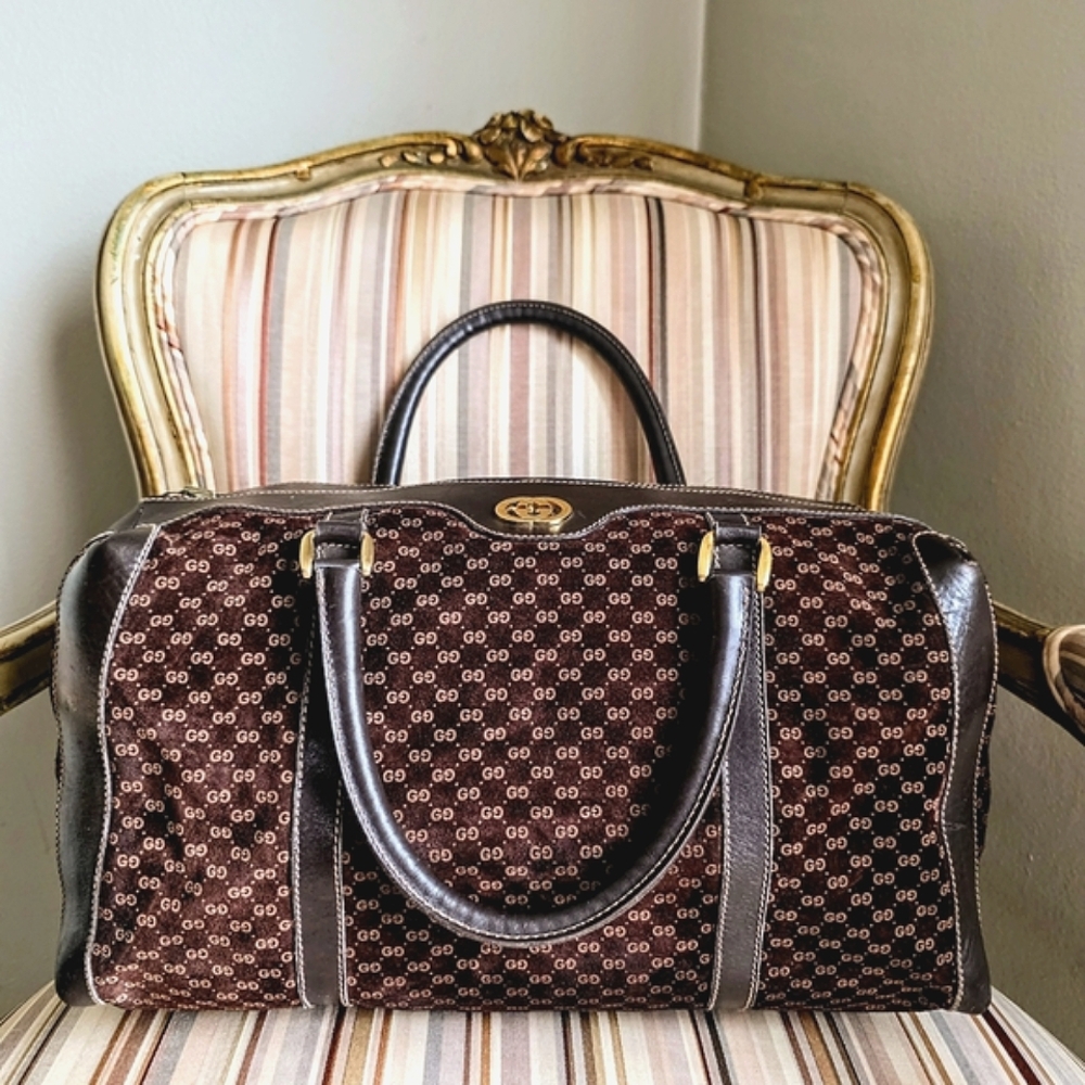Gucci 1970's Vintage Satchel Boston Bag - Espresso Brown